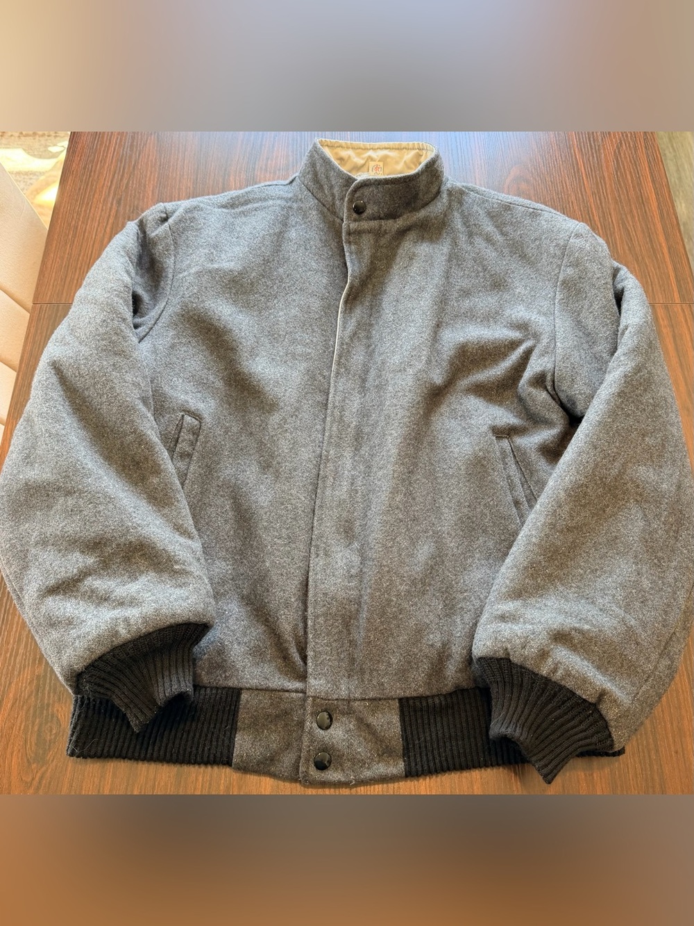 WestWind Mens Gray Vintage 80s Wool Sherpa Lined Bomber Jacket Made in USA L